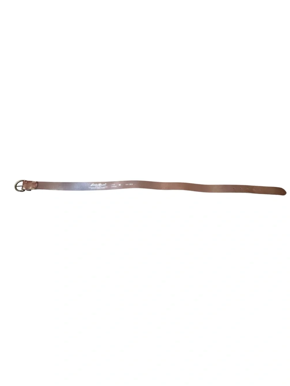 Eddie Bauer Brown Leather Belt with Brass-Tone Round Buckle Womens Size Medium